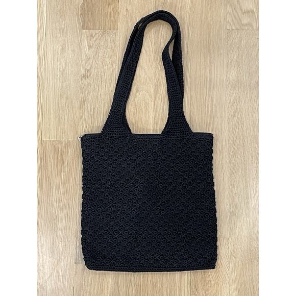 The Sak Black Crochet Handbag Tote Hobo Boho Bag EUC - Picture 2 of 9